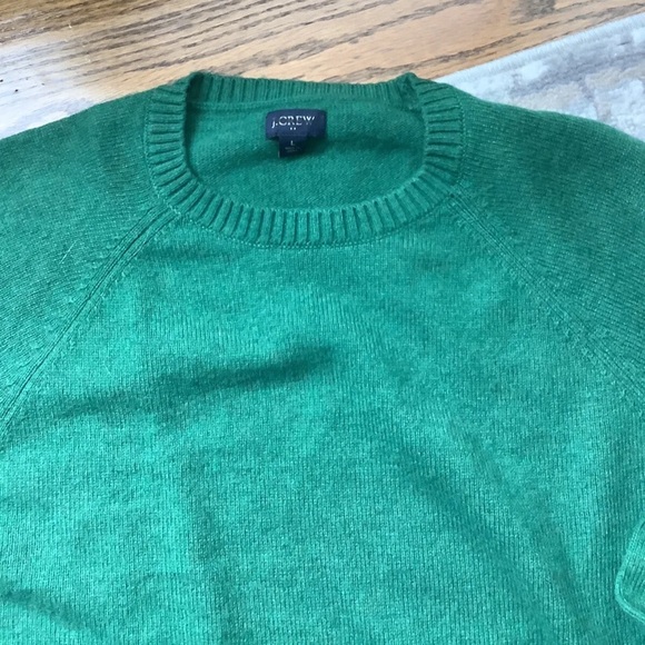 J. Crew Green Lambswool Sweater Crew Neck Super Soft Marled Large AA027 NWOT - Picture 6 of 6
